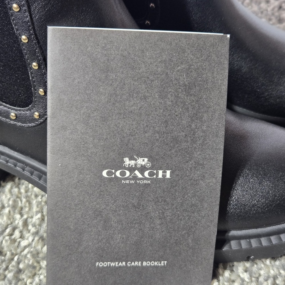 NWB Coach Lory Leather Boot Bootie Black w/ Gold Stud Logo Detail Women sz 6.5B - Picture 11 of 16